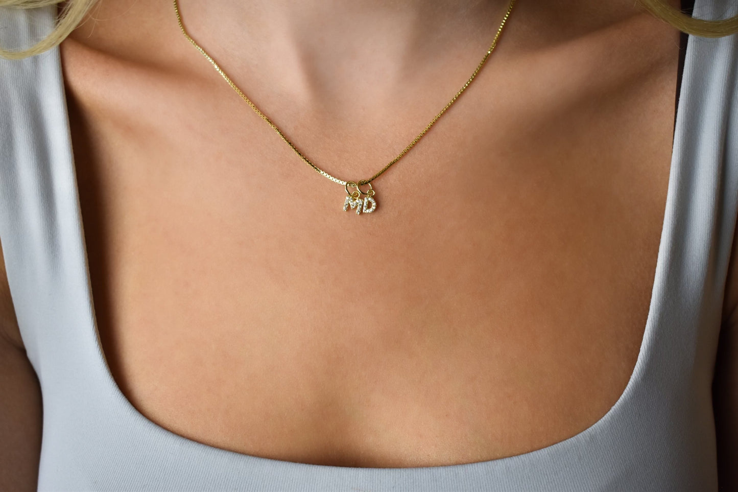 Custom Mini Initial Charm Necklace
