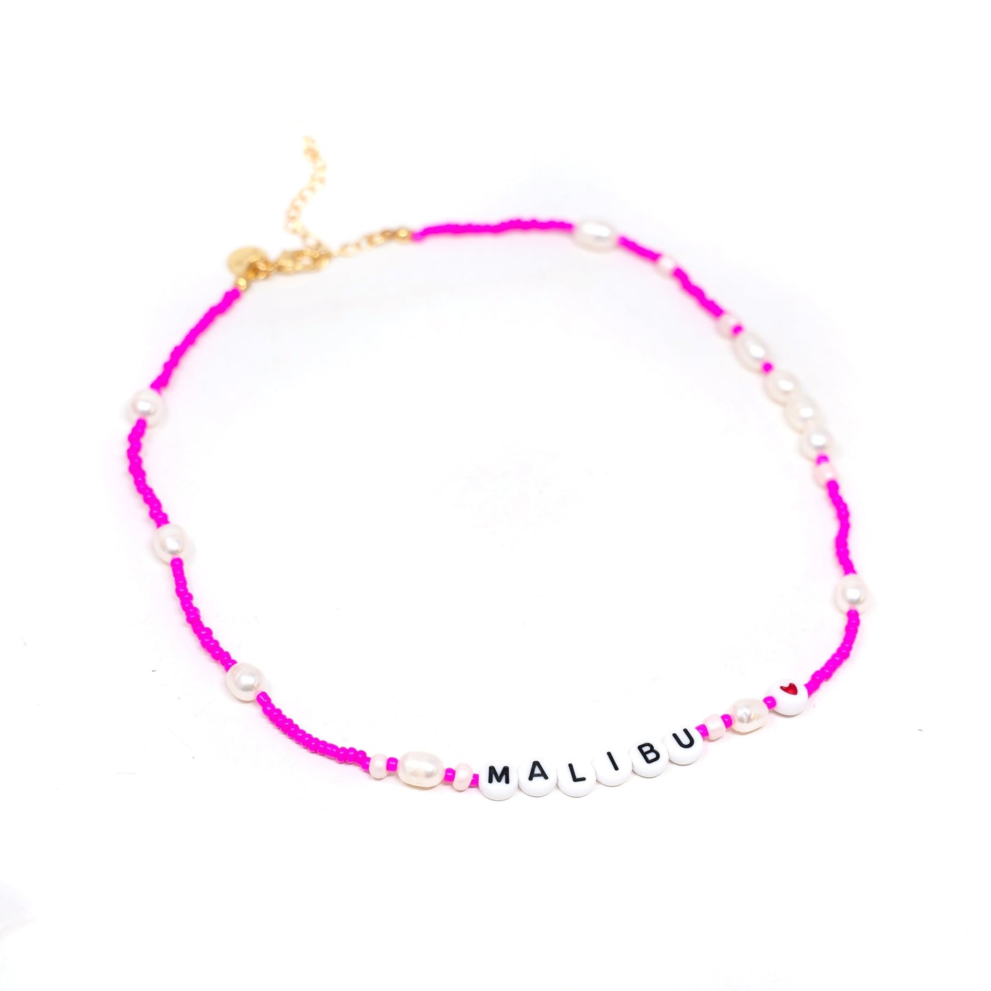 Customized Malibu Pink Beaded Necklace