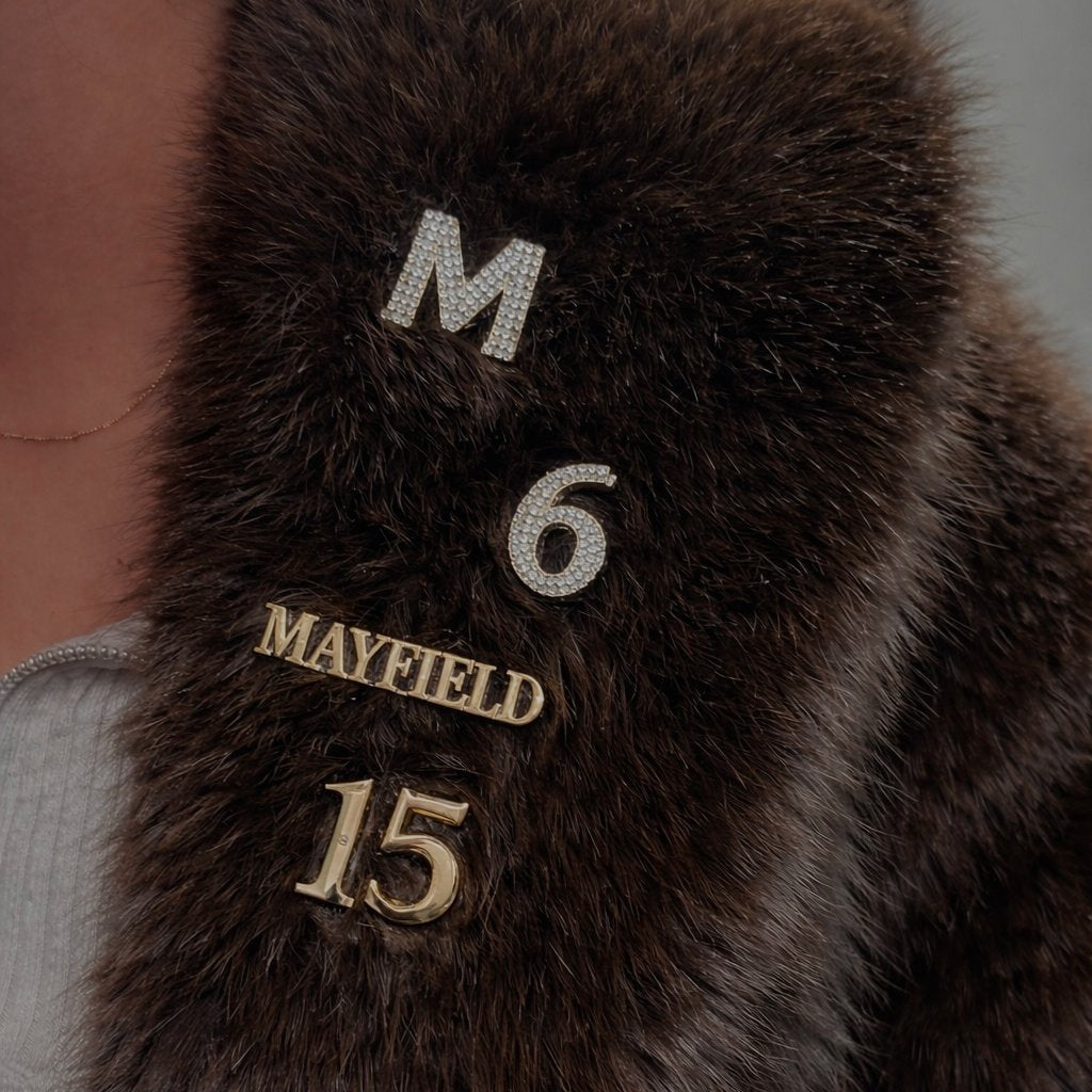 Game Day Initial & Number Brooch
