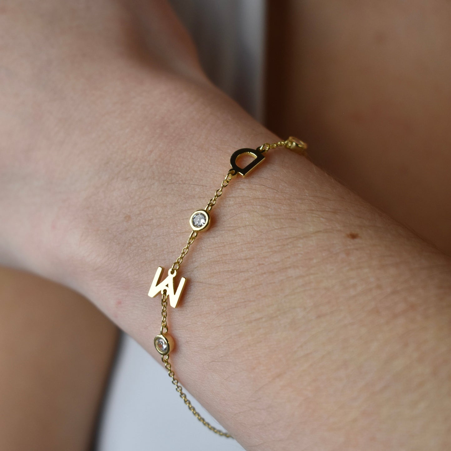 Custom Initial Bracelet with Crystals