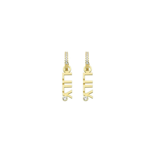 Custom Name Huggie Vertical Earrings