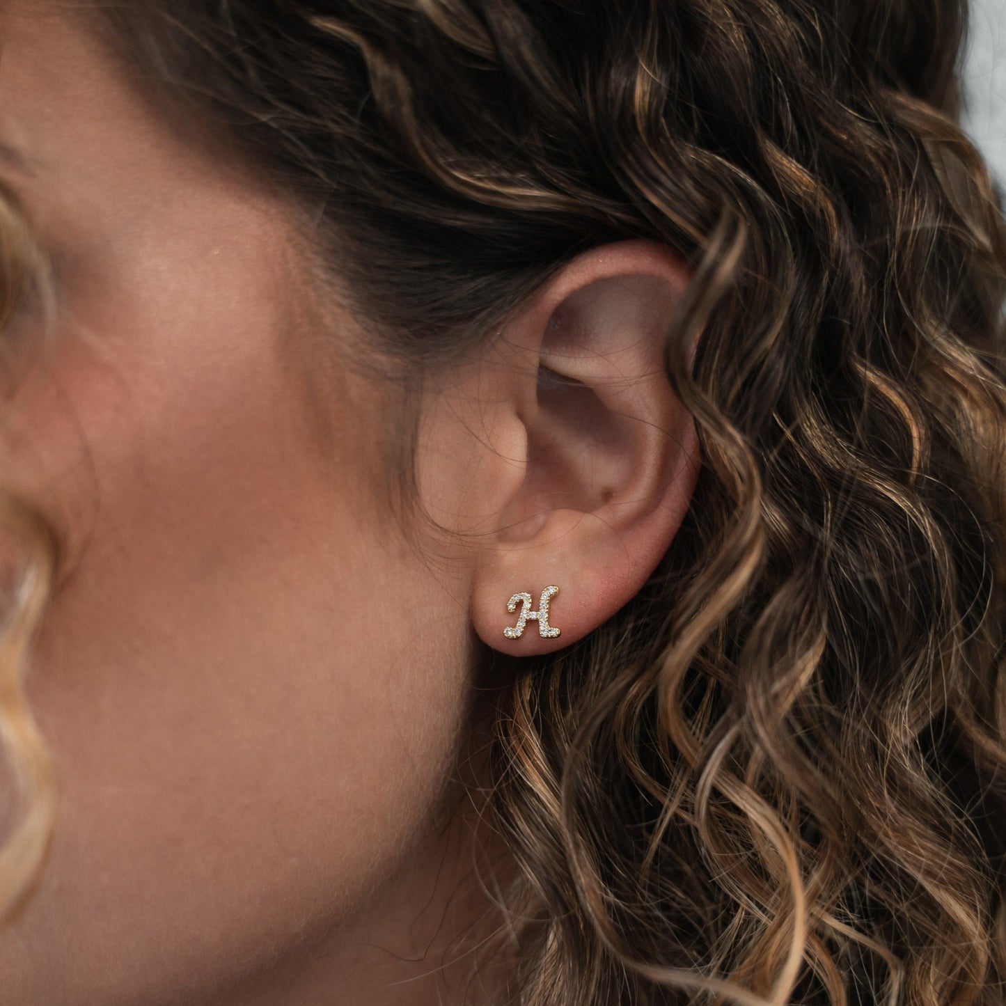 Crystal Script Initial Earrings
