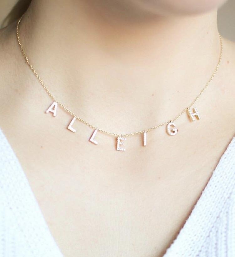 NON CUSTOMIZABLE It's All in a Name® Necklace Gold with Crystals (K thru Z) Ready to Ship