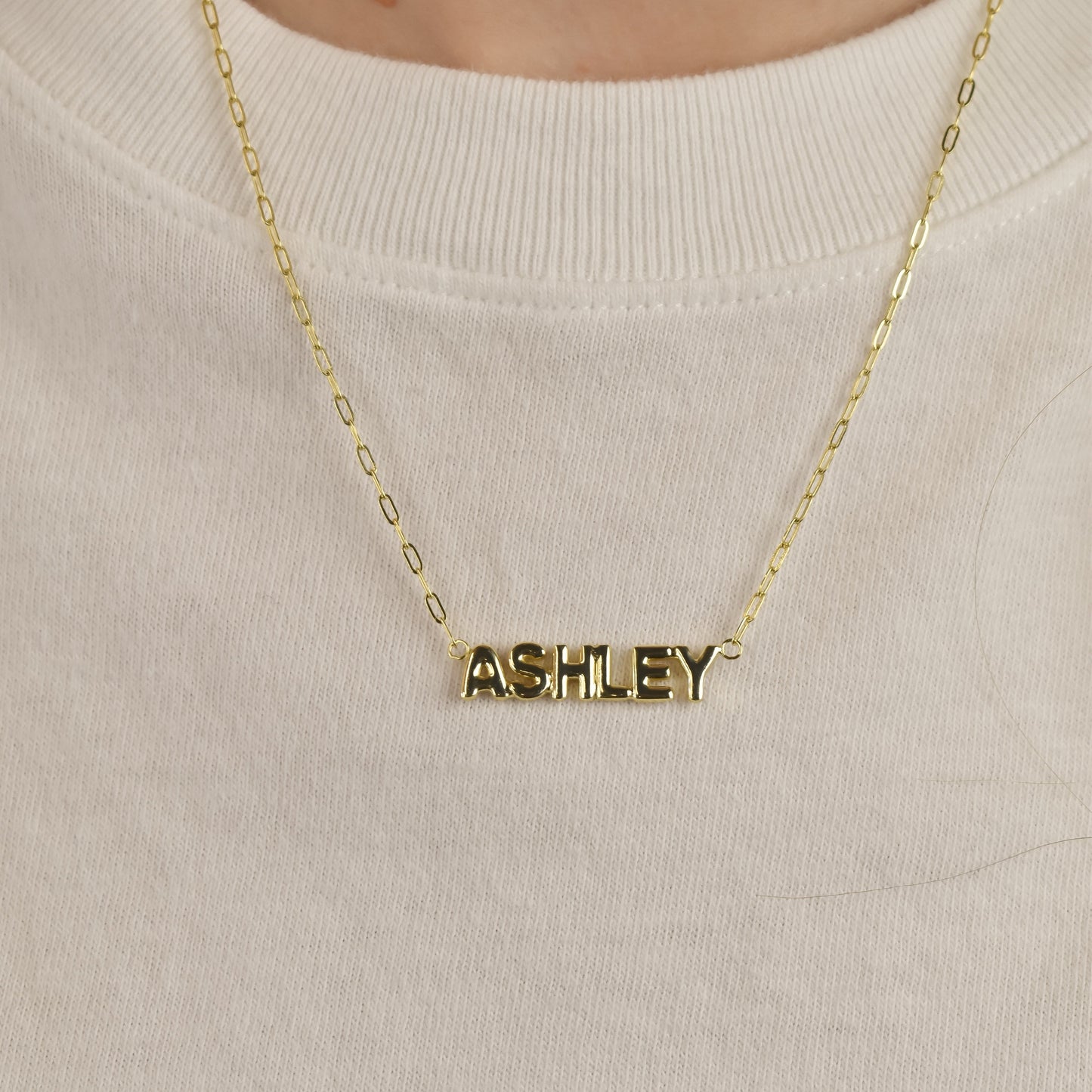 Custom Paperclip Bubble Letter Nameplate Necklace