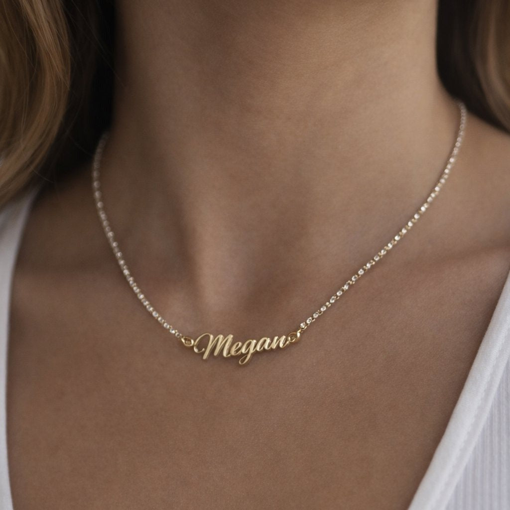 Custom Classic Rhinestone Nameplate Necklace