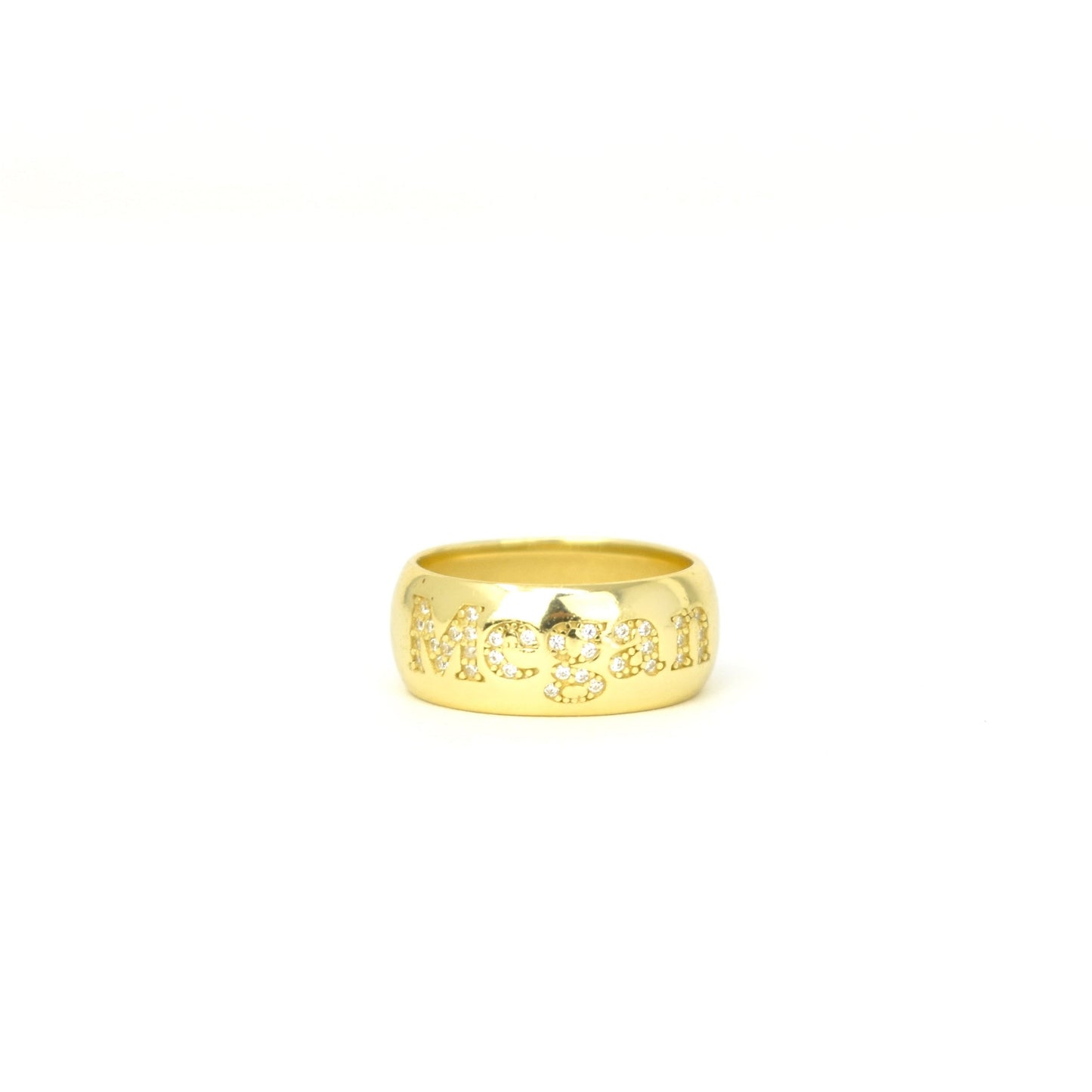 Custom Name Band Ring with Crystals
