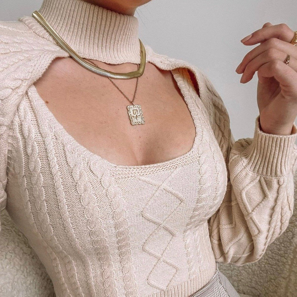 Liquid Gold Herringbone Necklace