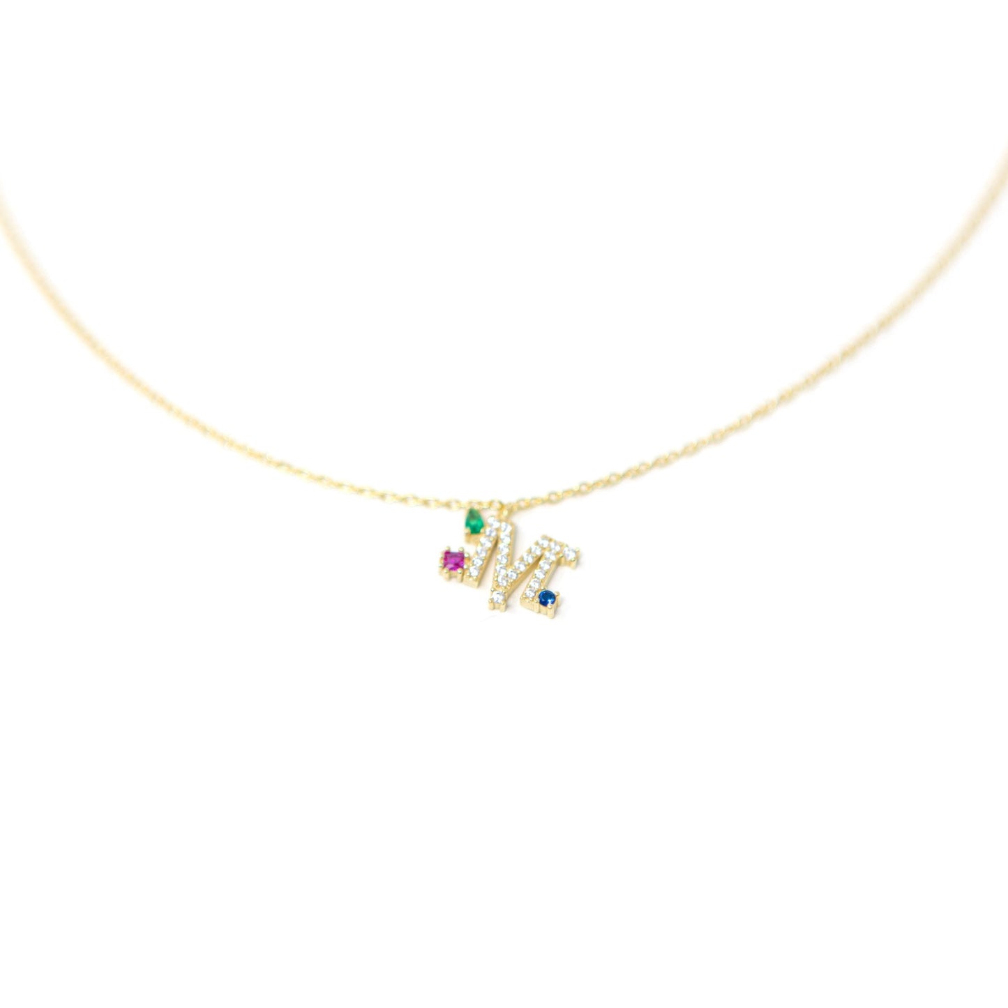 Darling Multi Jewel Initial Necklace