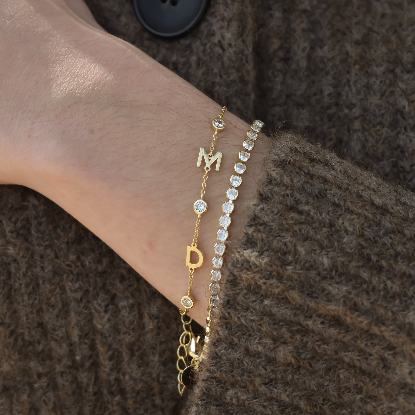 Custom Initial Bracelet with Crystals