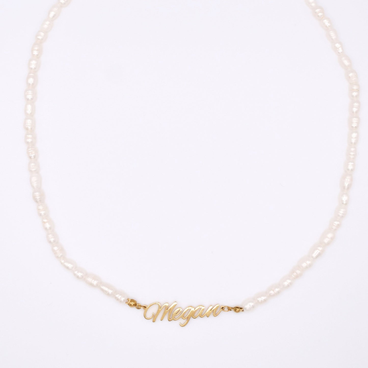 Custom Classic Pearl Nameplate Necklace