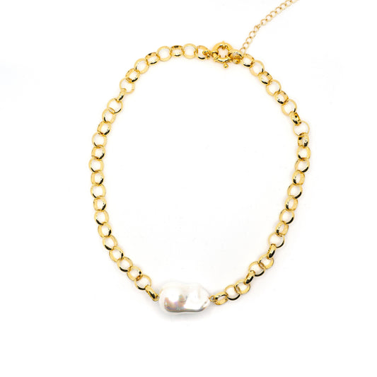 Dreamy Round Link Pearl Necklace