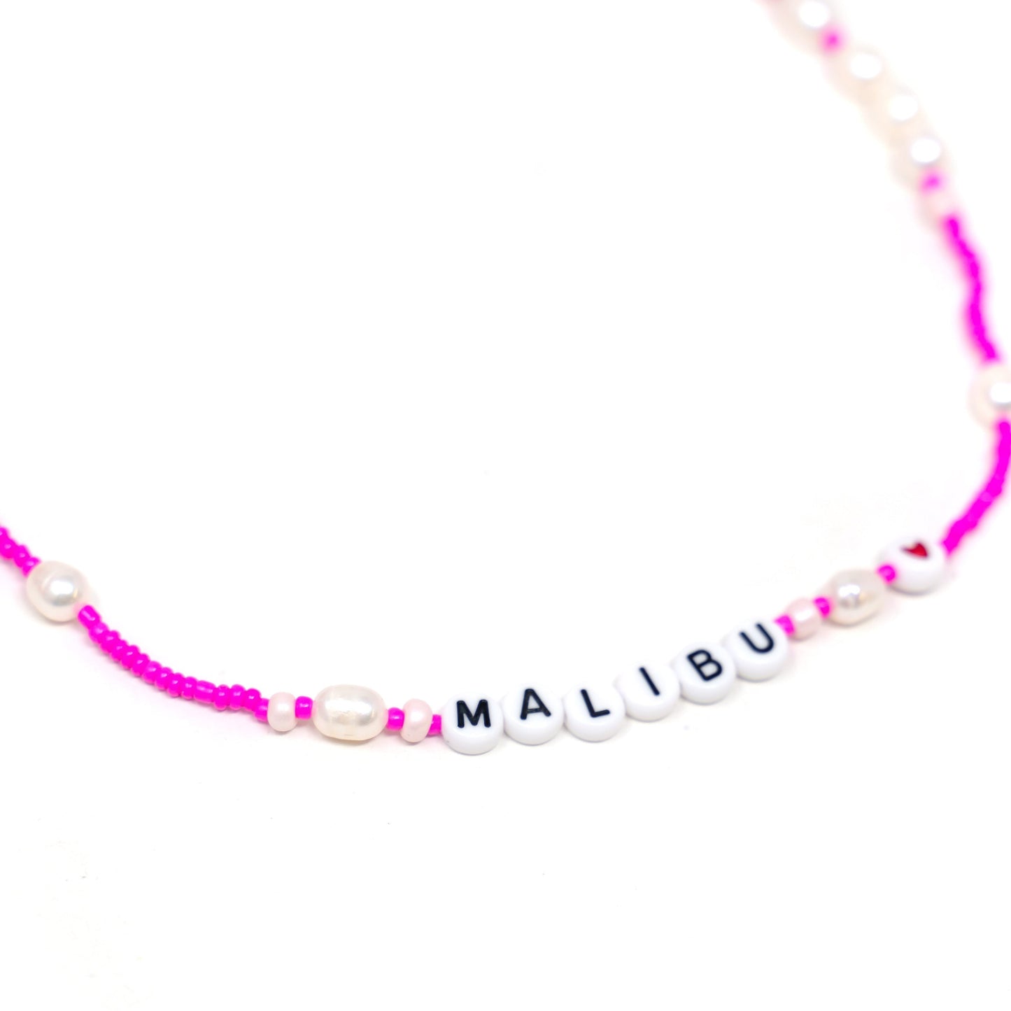 Customized Malibu Pink Beaded Necklace