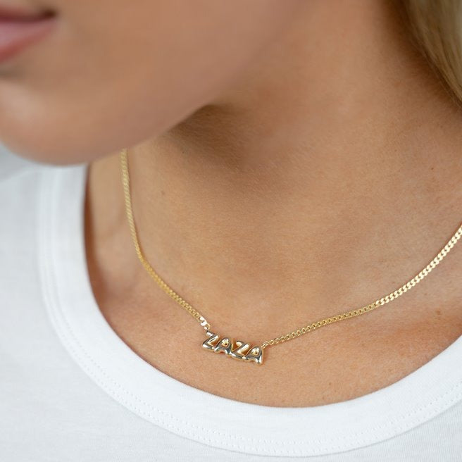 Custom Bubble Letters Nameplate Necklace