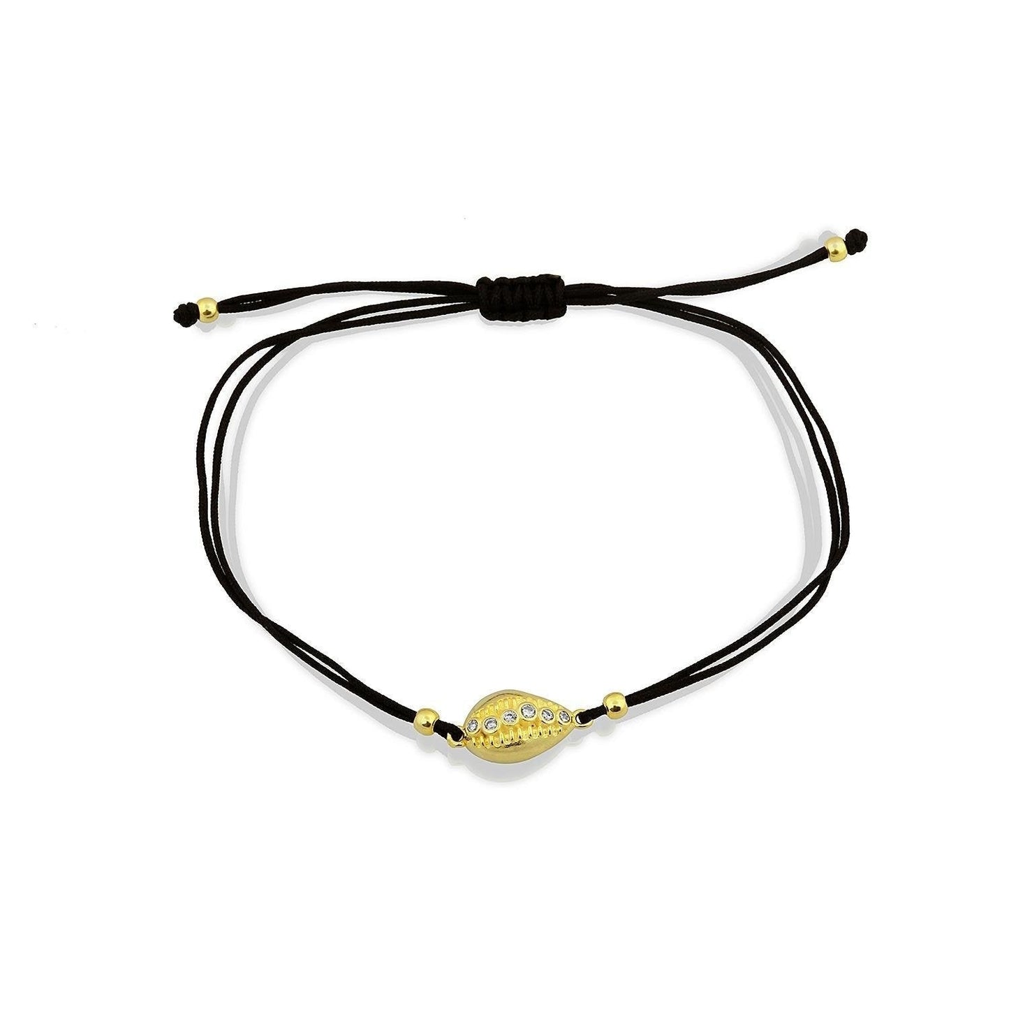 Gold Shell Adjustable Bracelets in Black and White