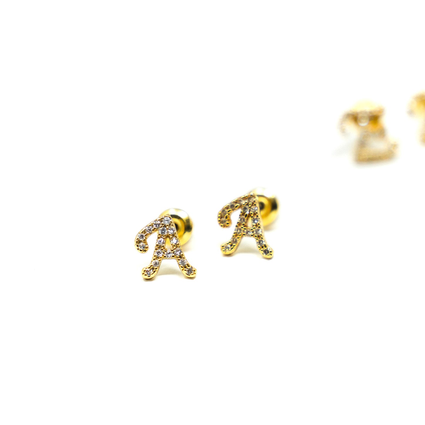 Crystal Script Initial Earrings