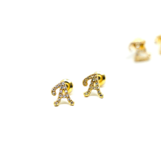 Crystal Script Initial Earrings