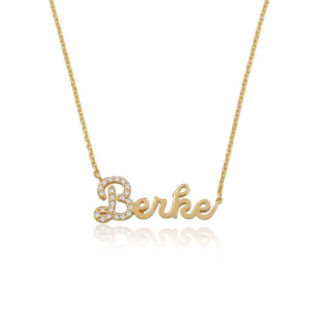 Custom Crystal Accent Script Necklace