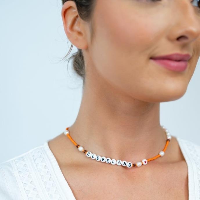 Home Team CLE Bead and Pearl Necklace