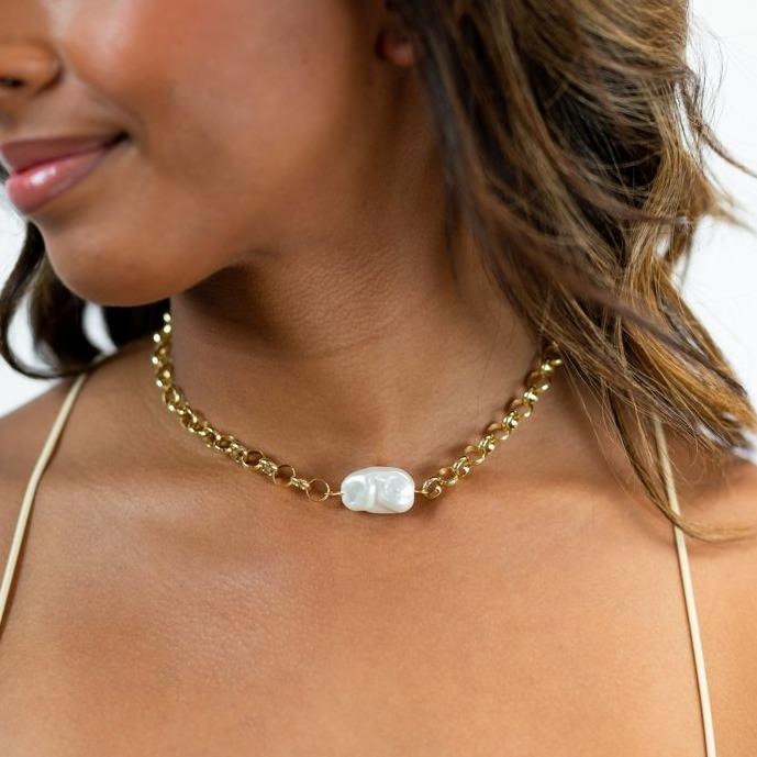 Dreamy Round Link Pearl Necklace