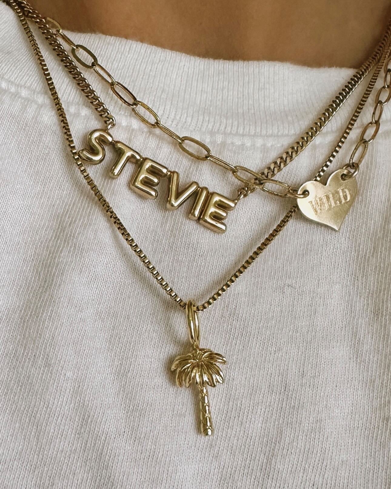 Custom Bubble Letters Nameplate Necklace