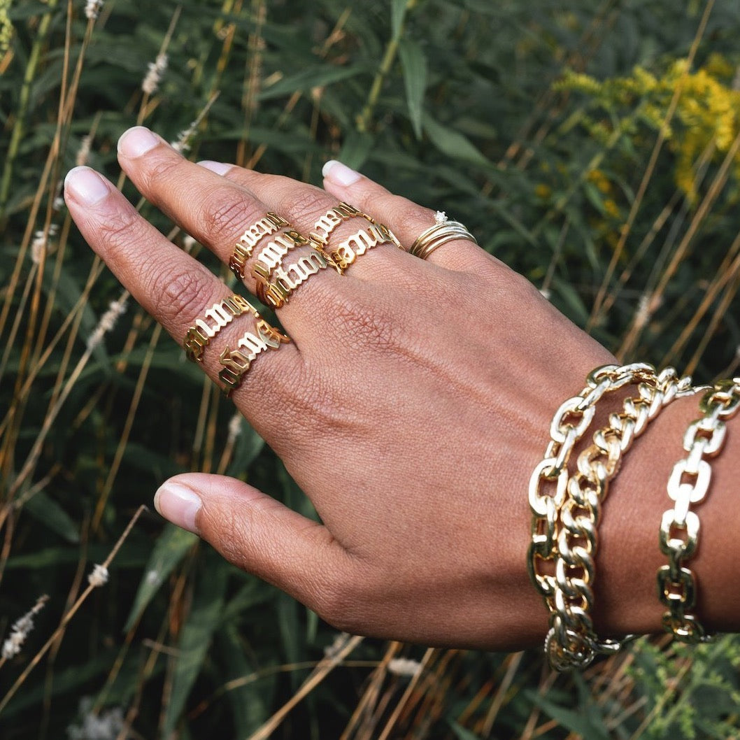 Zodiac Olde English Adjustable Rings