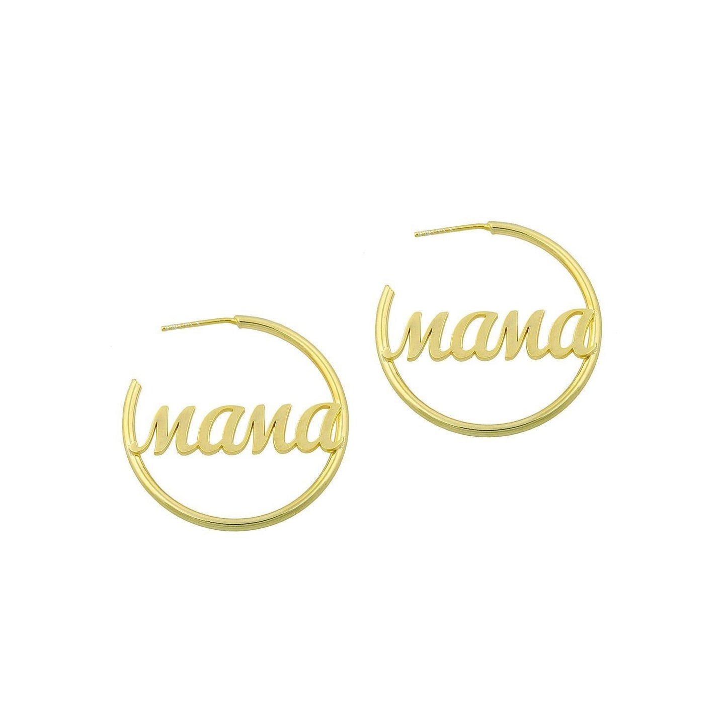 Mama Graphic Script Hoop Earrings