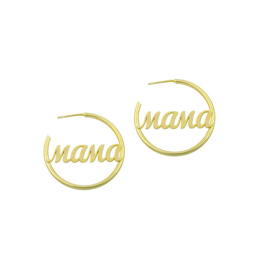 Mama Graphic Script Hoop Earrings