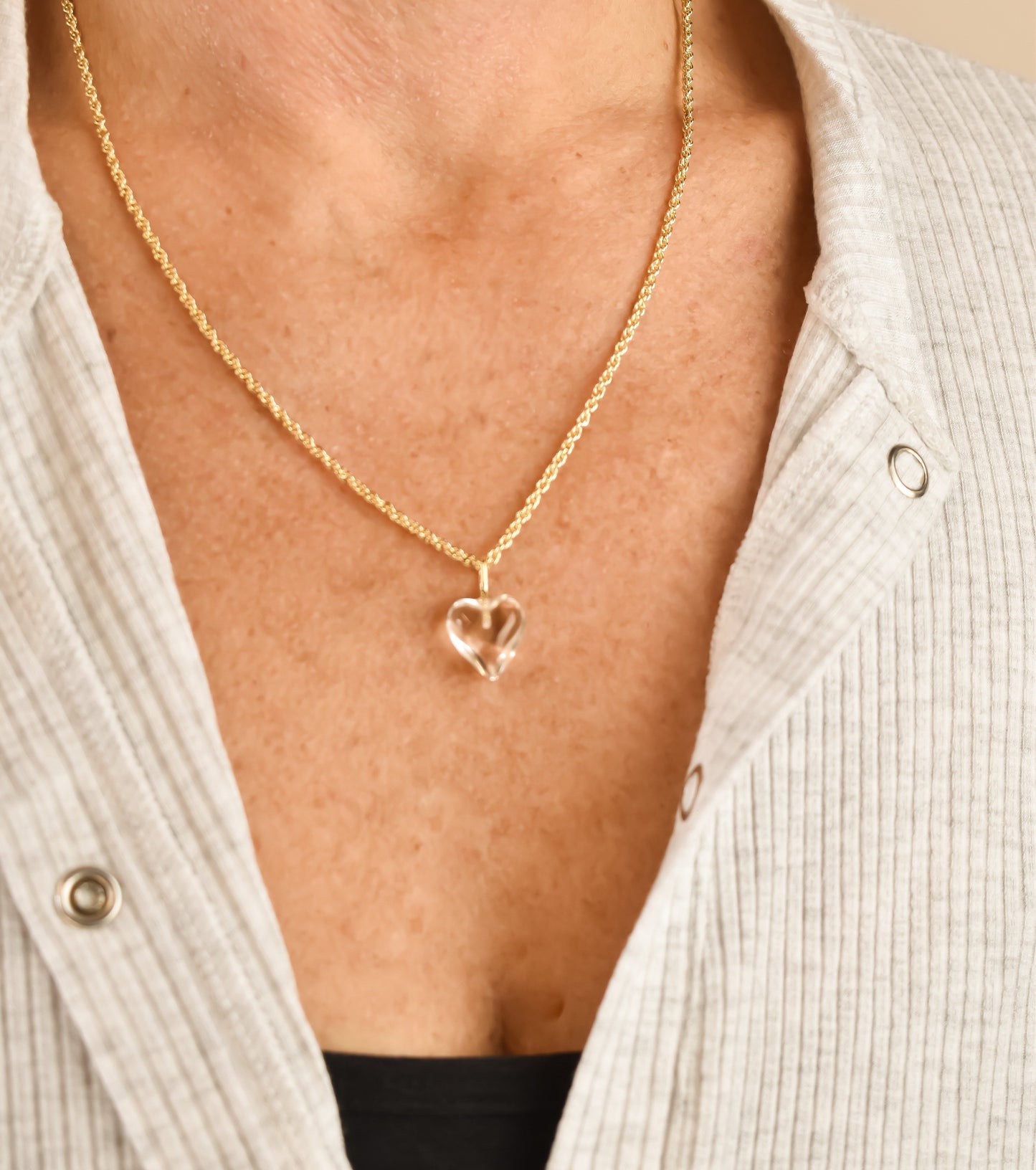 Palm Beach Stone Heart Charm Clear