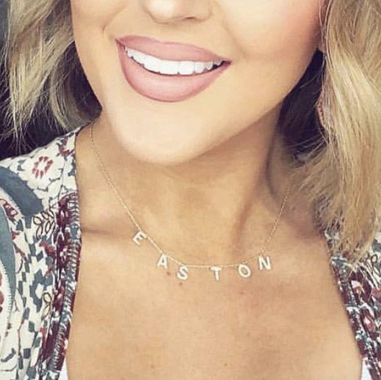 NON CUSTOMIZABLE It's All in a Name® Necklace Gold NO Crystals (A thru J) Ready to Ship
