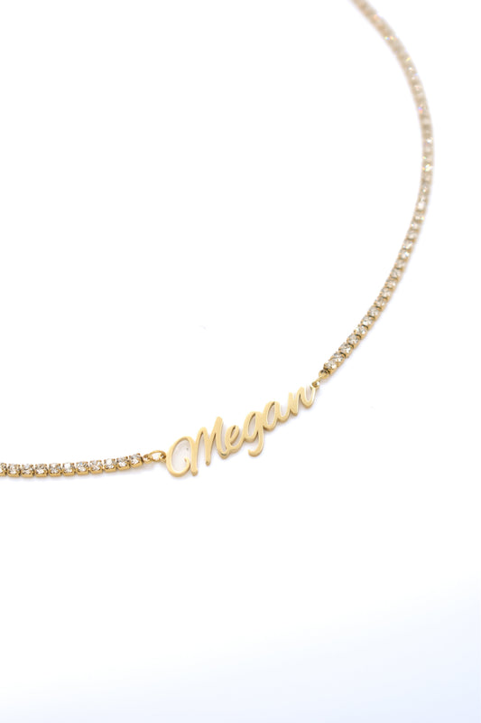 Custom Classic Rhinestone Nameplate Necklace