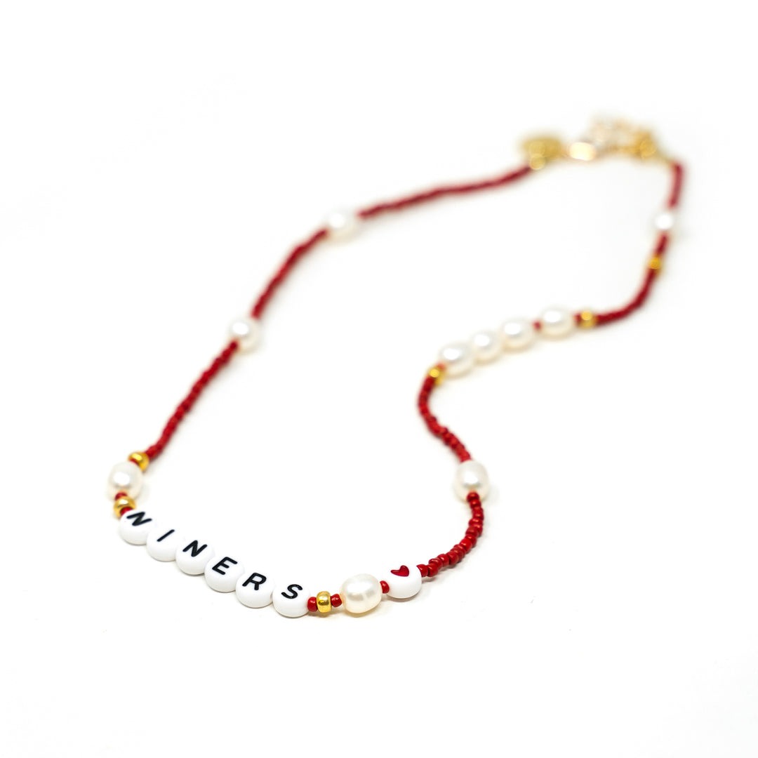 Customized Home Team Bead and Pearl Necklace