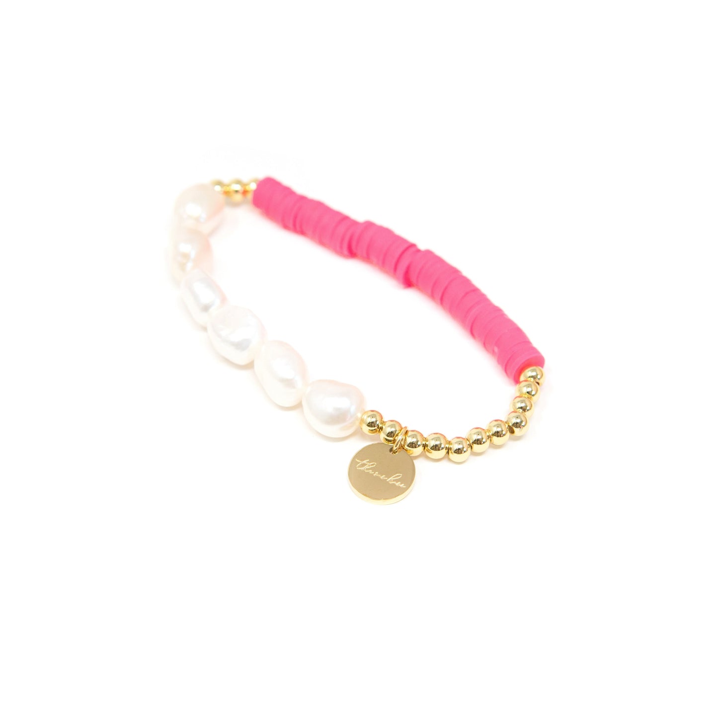 Pearl and Clay Disk Bracelets