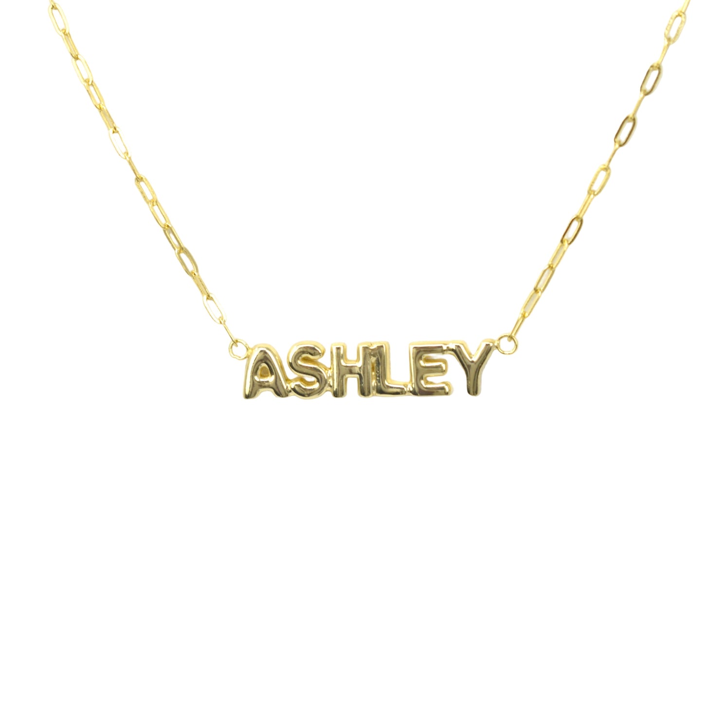 Custom Paperclip Bubble Letter Nameplate Necklace