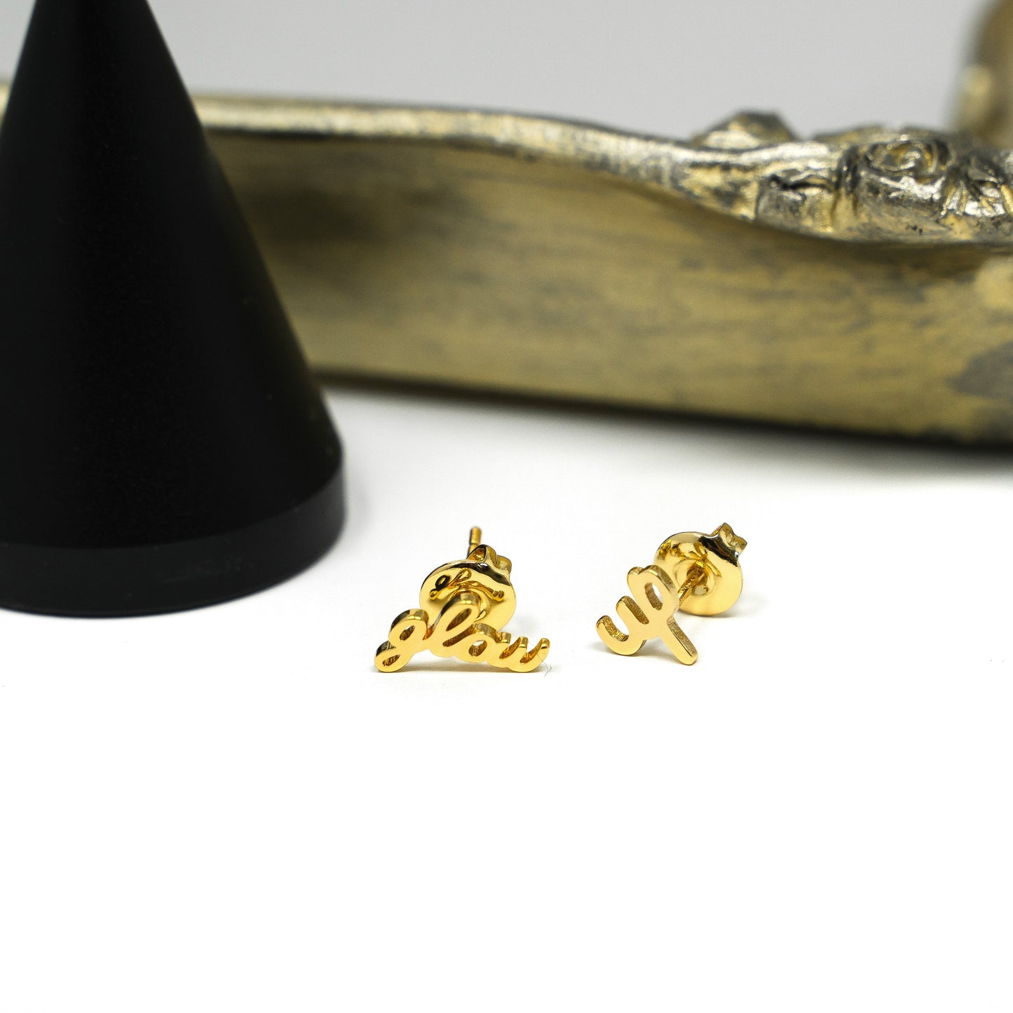 Dainty Script Mantra Earrings