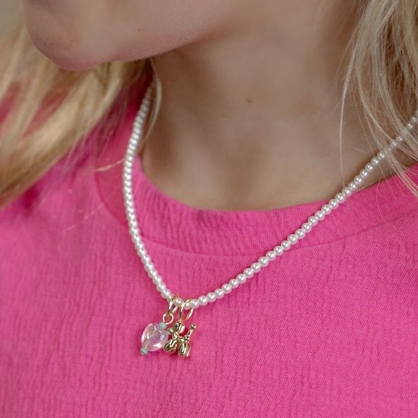 Pink Beaded Charm Necklace