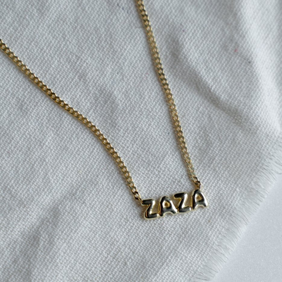Custom Bubble Letters Nameplate Necklace