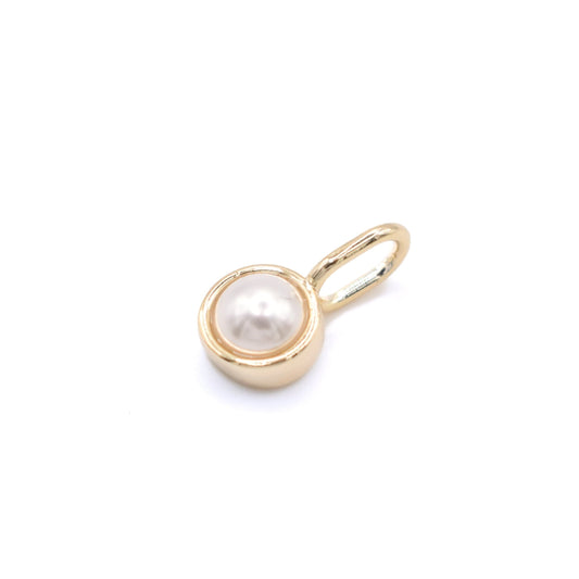 Bezel Stone Pearl Charm