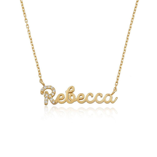 Custom Crystal Accent Script Necklace