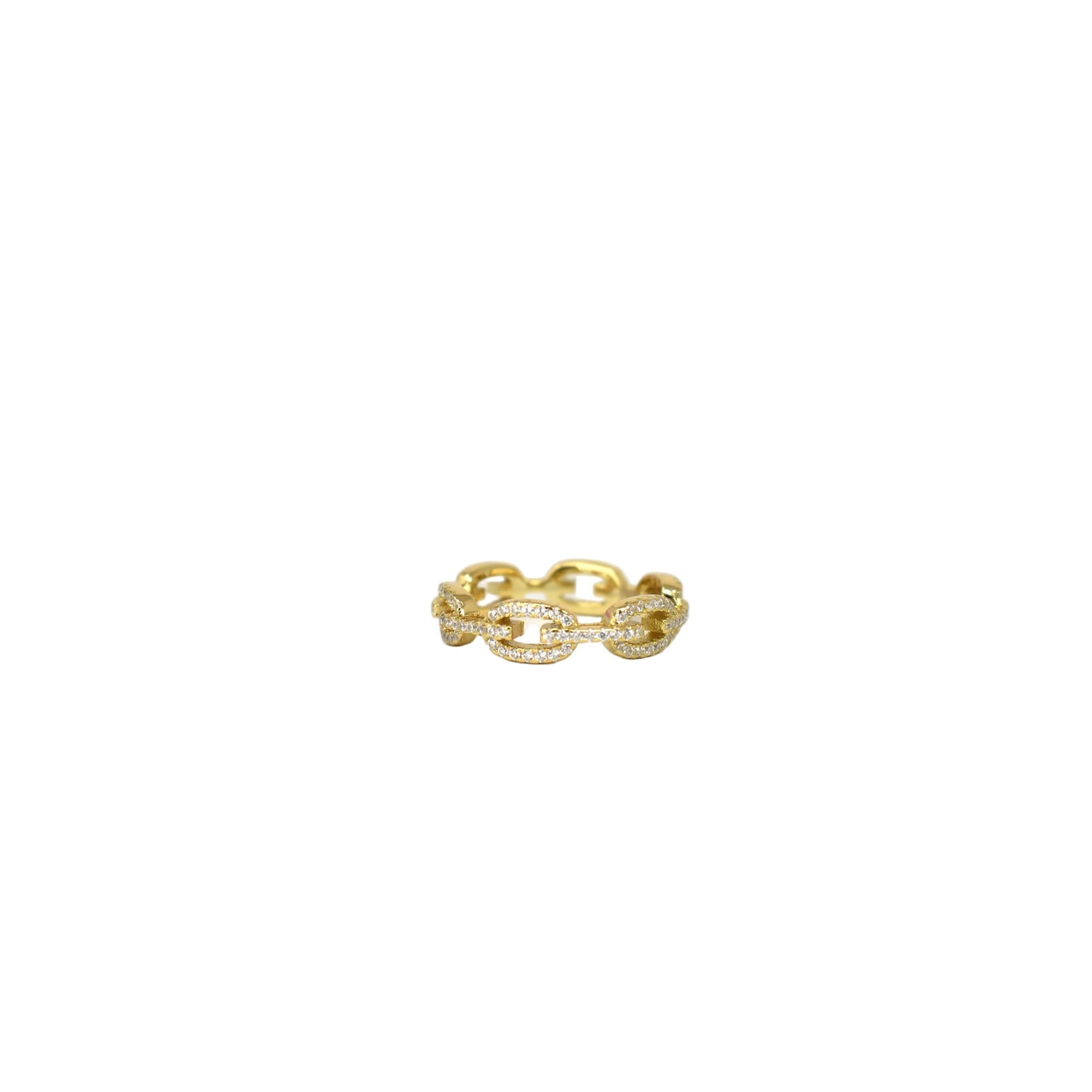 Chain Link Crystal Ring