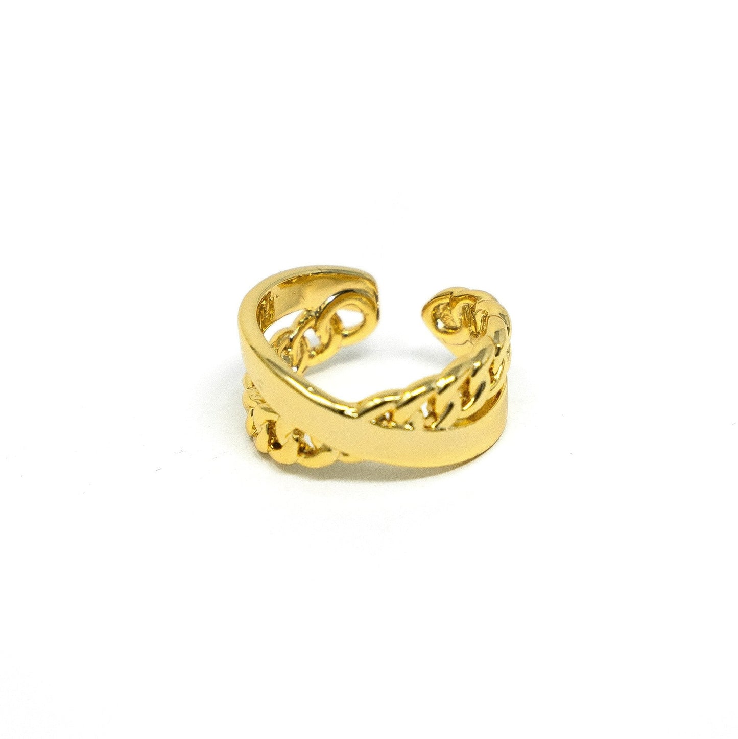 Gold Band and Chain Ring