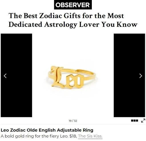 Zodiac Olde English Adjustable Rings