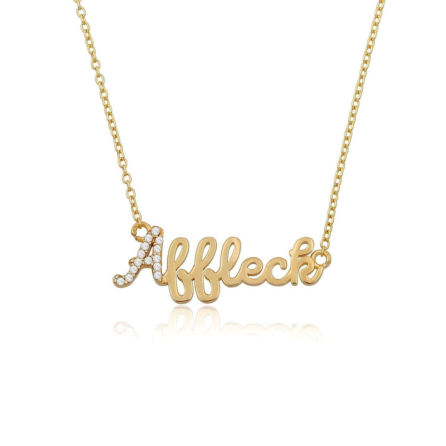 Custom Crystal Accent Script Necklace
