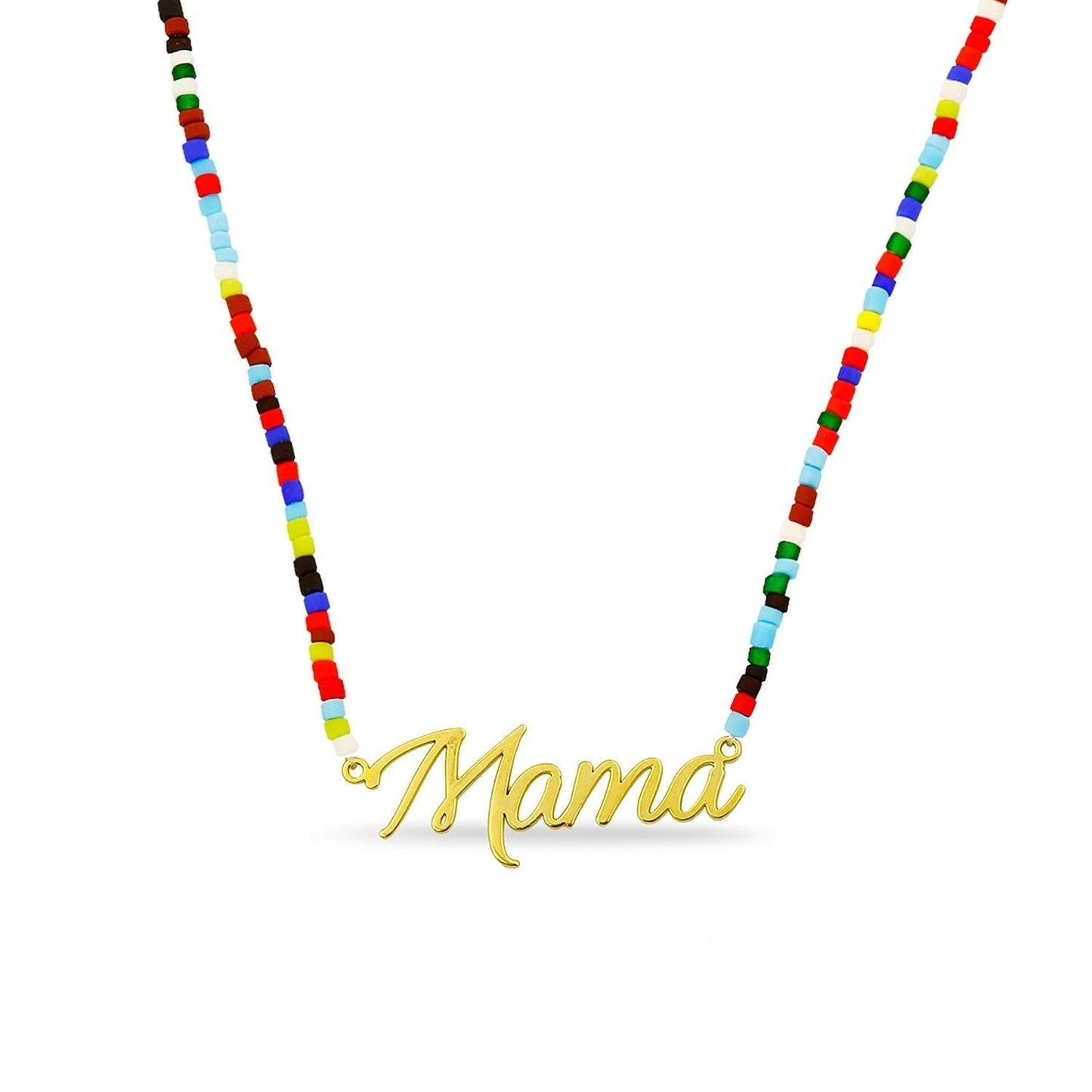 Mama Nameplate with Rainbow Necklace