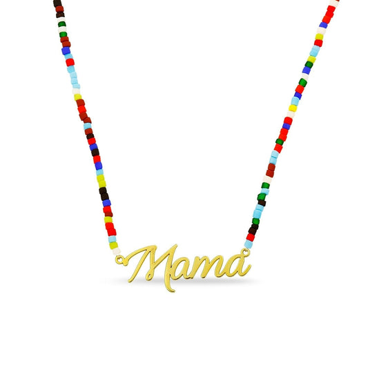 Mama Nameplate with Rainbow Necklace