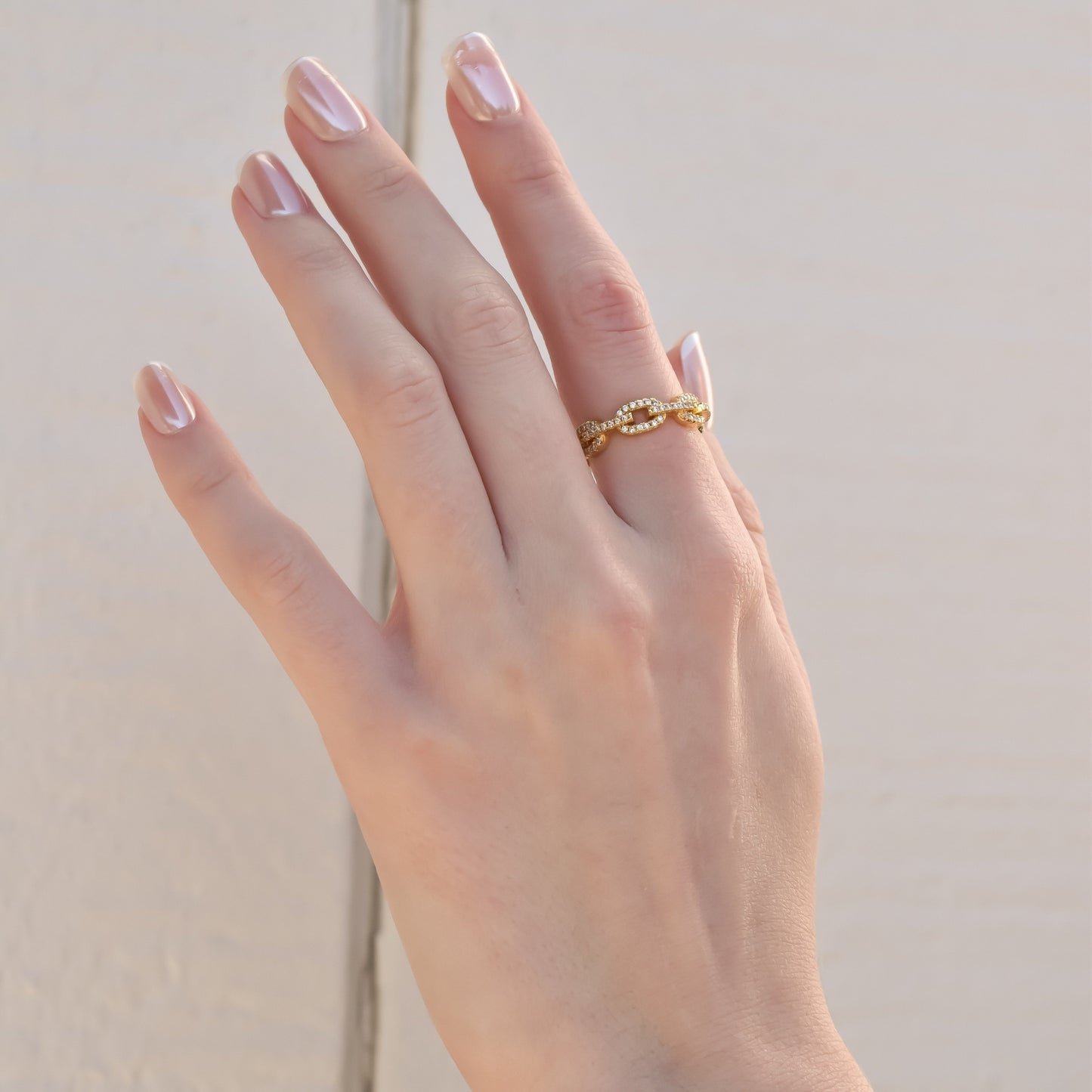 Chain Link Crystal Ring