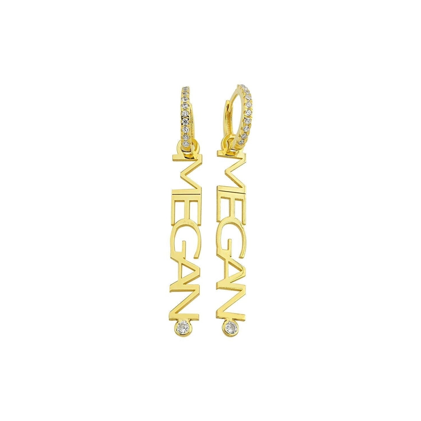 Custom Name Huggie Vertical Earrings