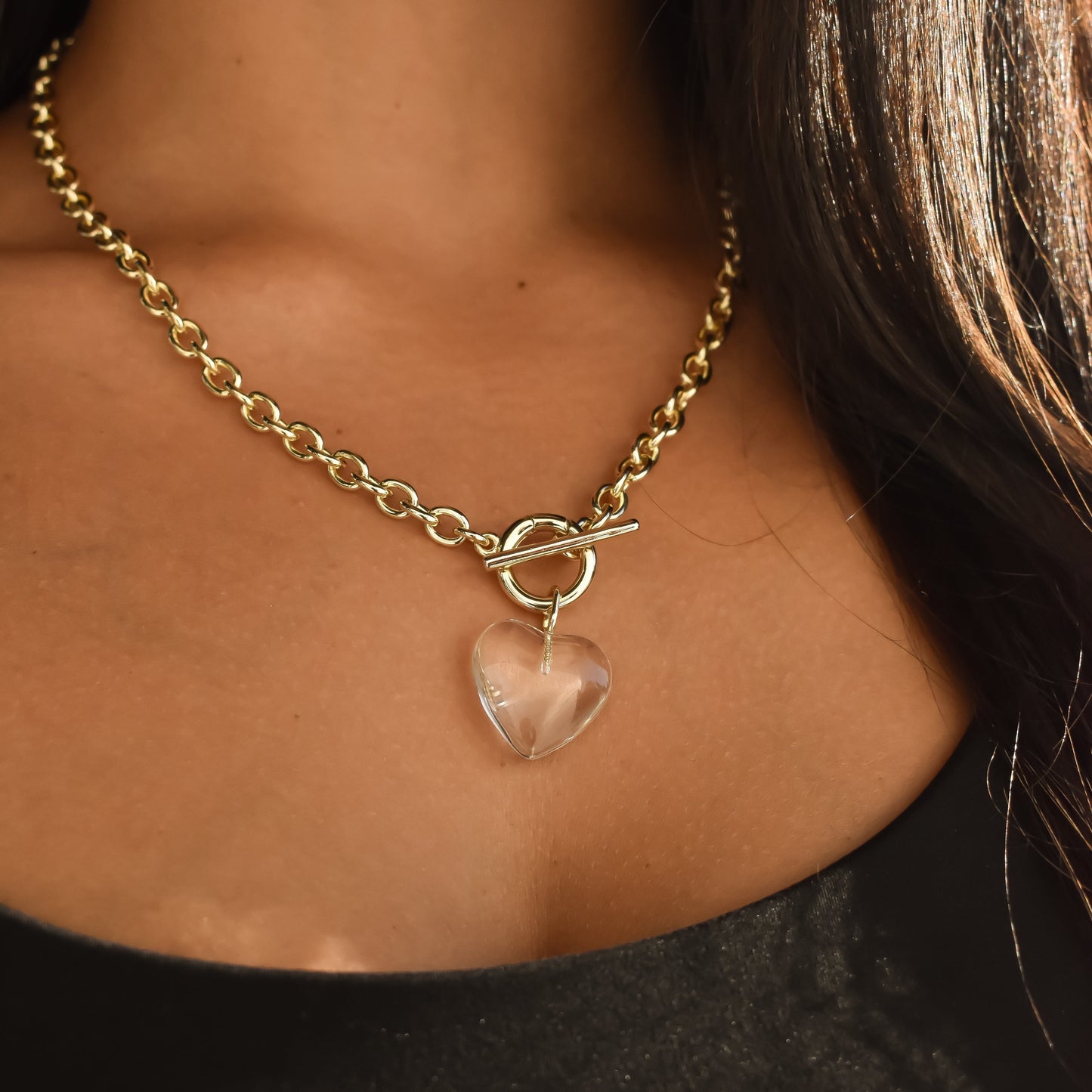 Palm Beach Stone Heart Charm Clear