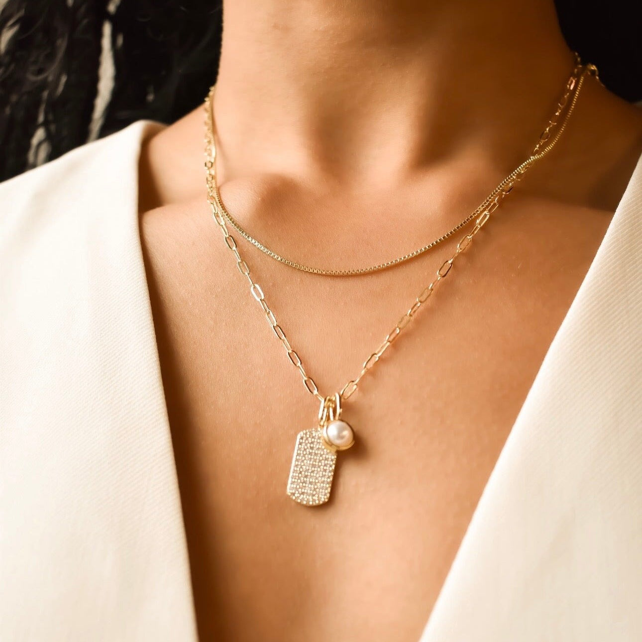 Mini Pave Crystal Dog Tag