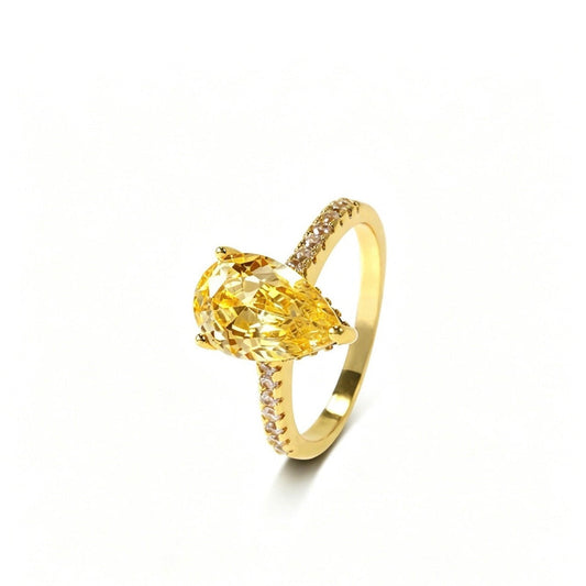 Citrine Pear Ring