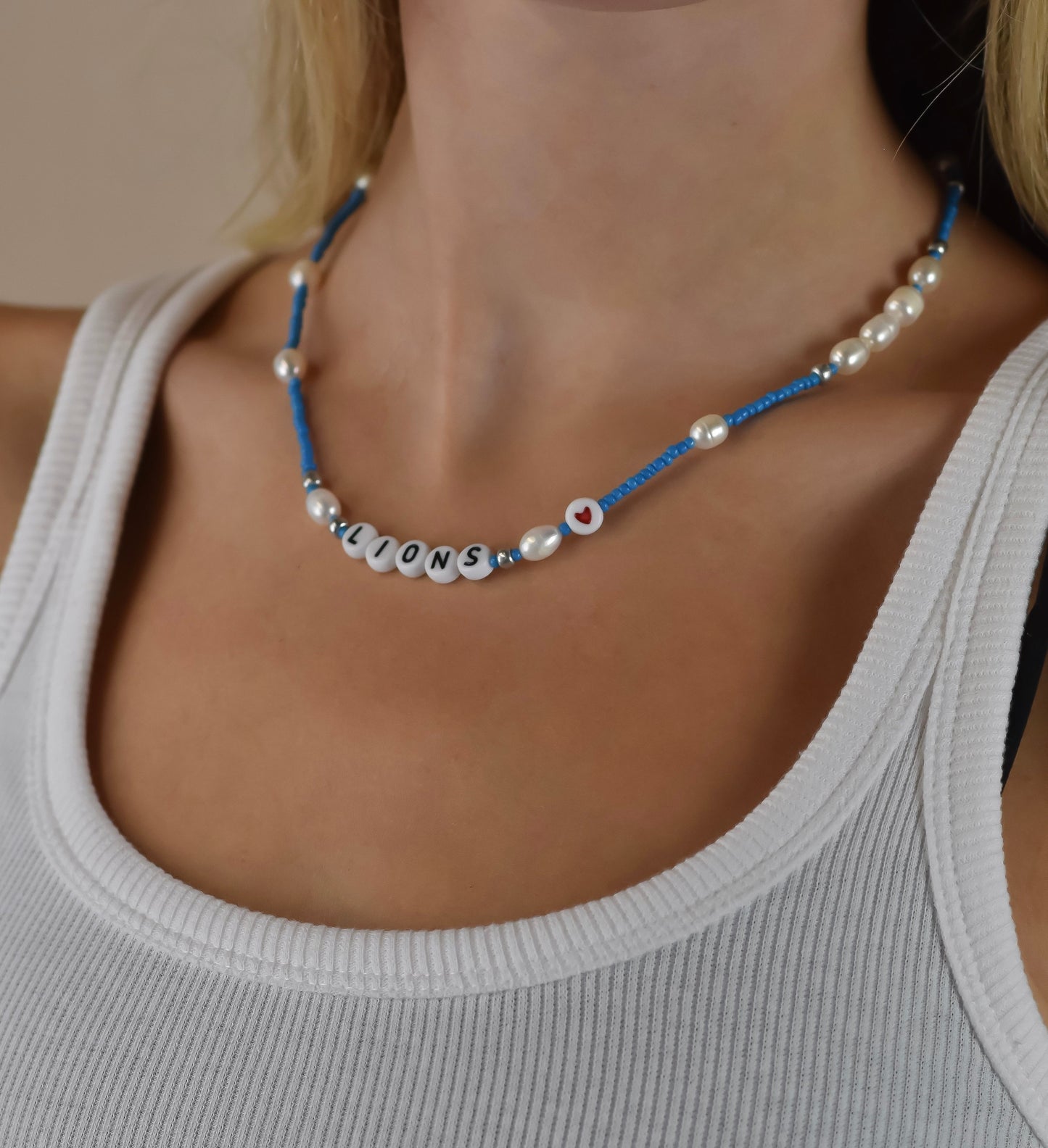 Customized Home Team Bead and Pearl Necklace